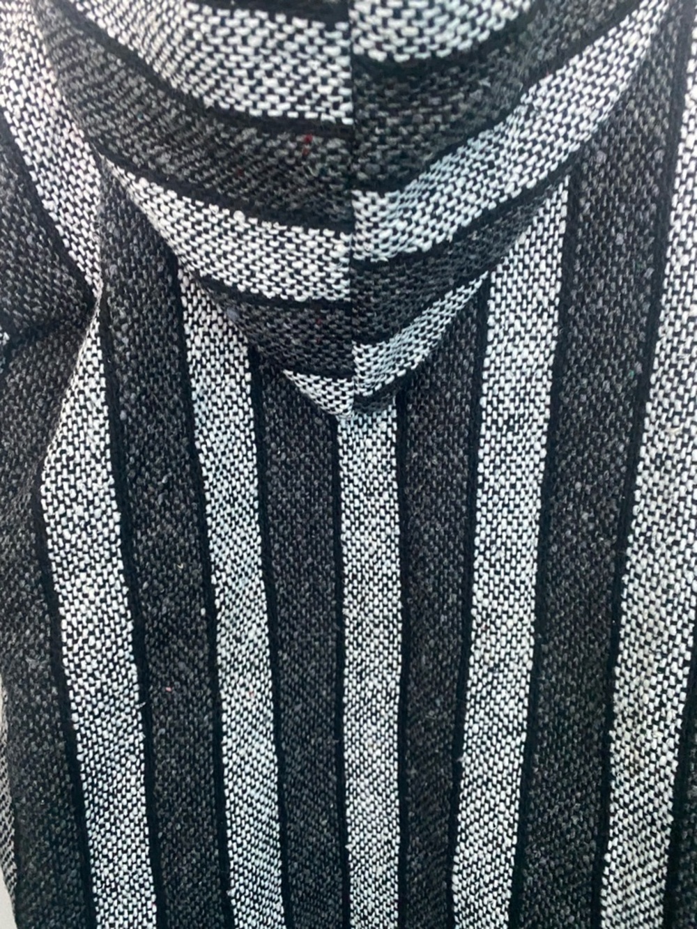 Baja Hoodie Striped Poncho Pullover Grey Black White - Picture 5 of 6